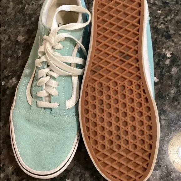 Vans AQUA BLUE and White Sneakers. OFF THE WALL OLD SKOOL - Picture 6 of 8